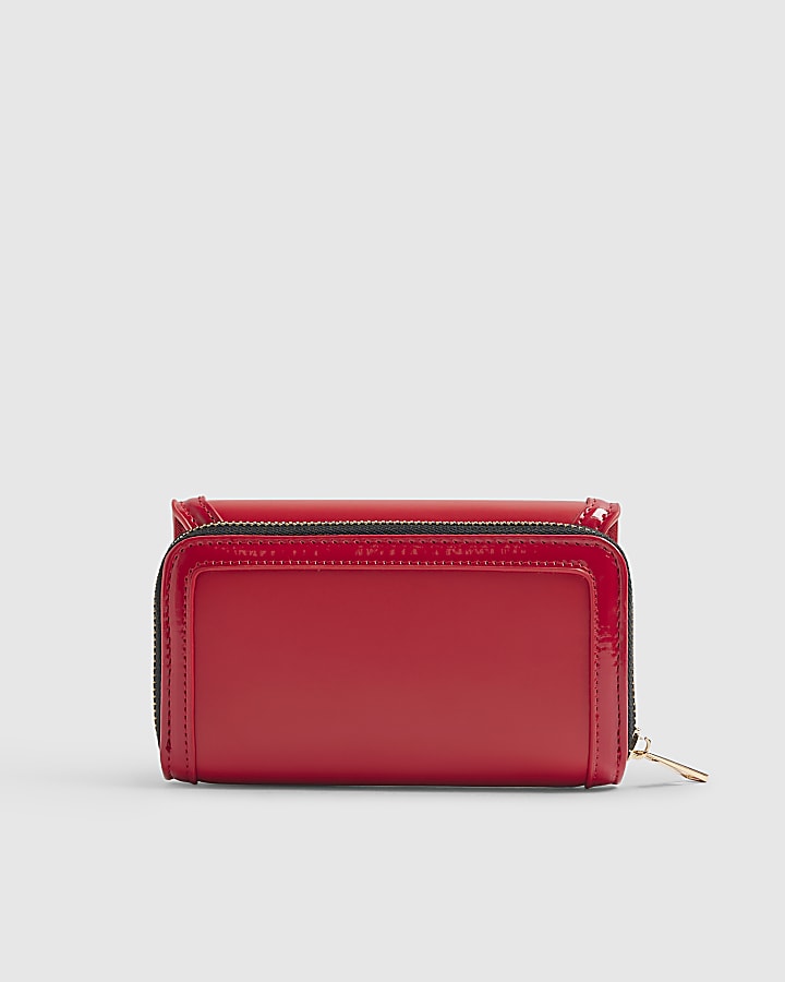 River Island Red Heart Detail Panelled Purse