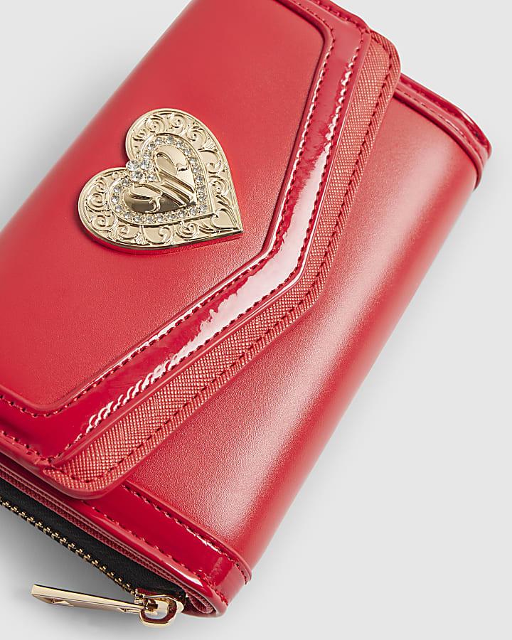 River Island Red Heart Detail Panelled Purse