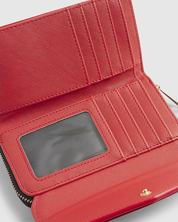 river island Red Heart Detail Panelled Purse