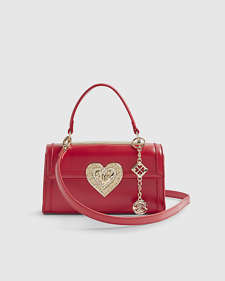 River Island Red Heart Lock Cross Body Bag