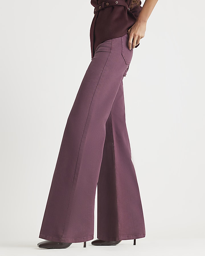 River Island Red High Rise Palazzo Jeans