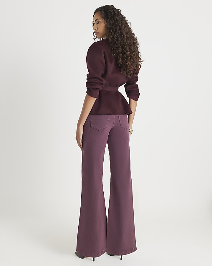 River Island Red High Rise Palazzo Jeans