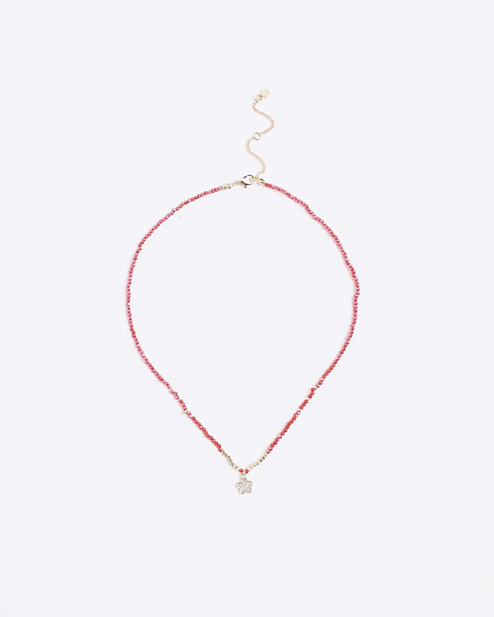 River Island Red July Birthstone Beaded Necklace
