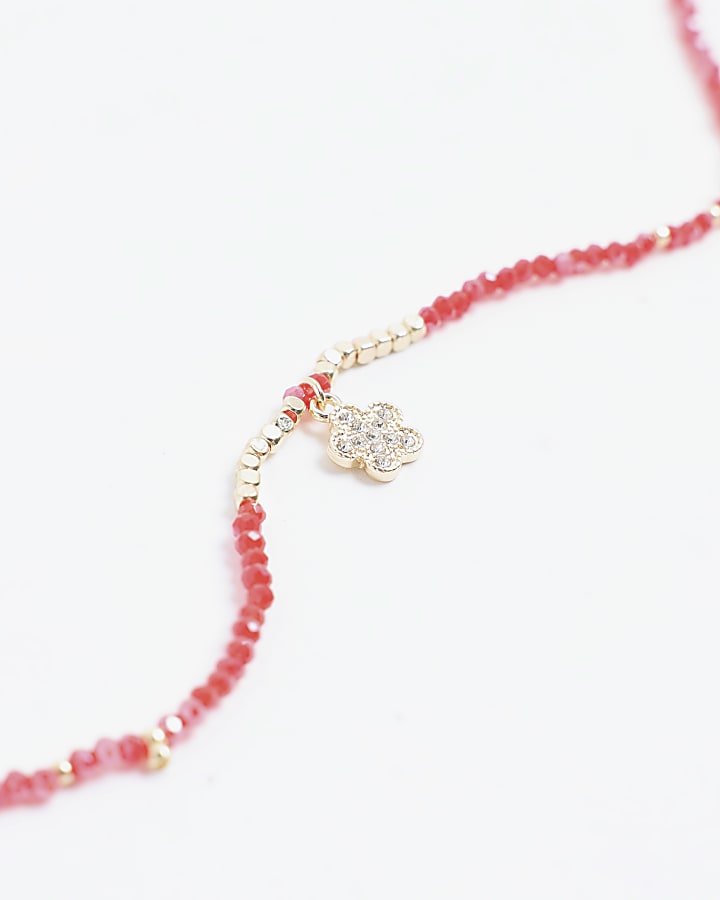 River Island Red July Birthstone Beaded Necklace