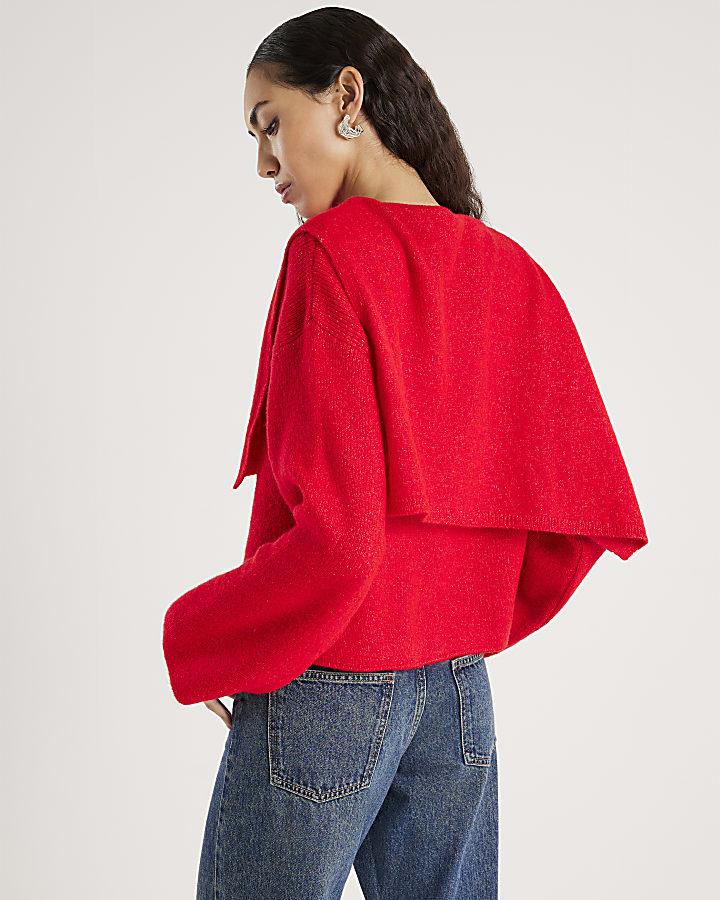 River Island Red Knitted 2 In 1 Jumper