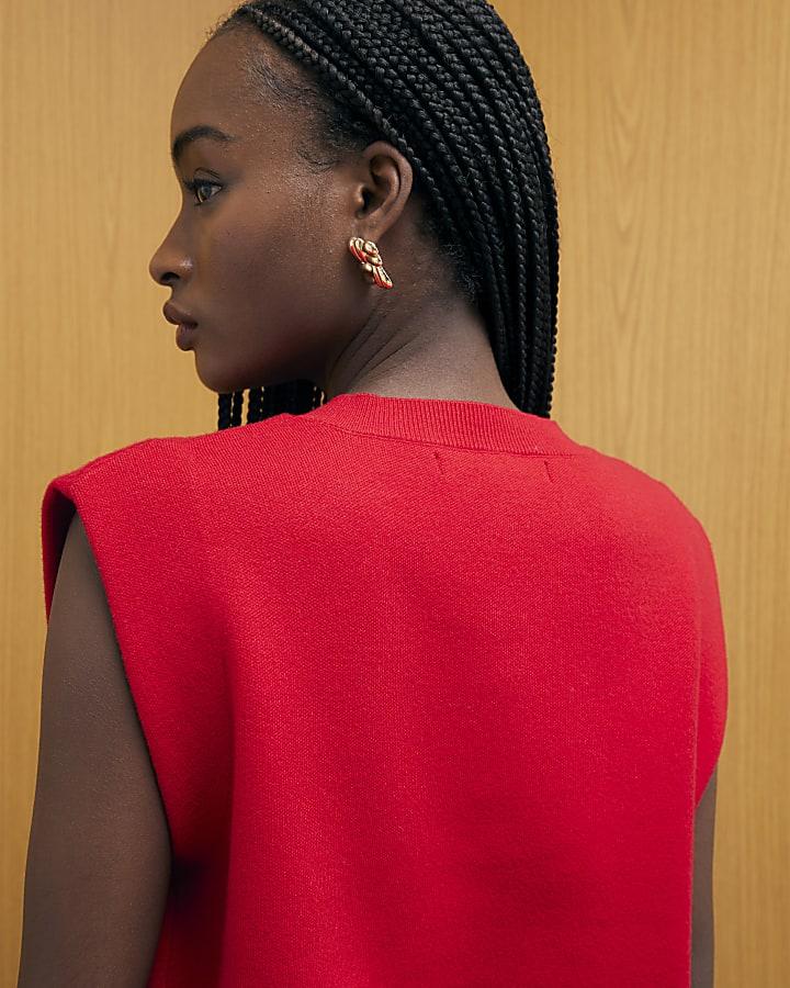 River Island Red Knitted Waistcoat