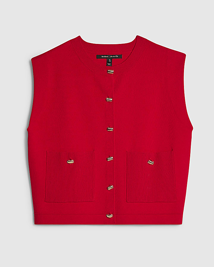 river island Red Knitted Waistcoat