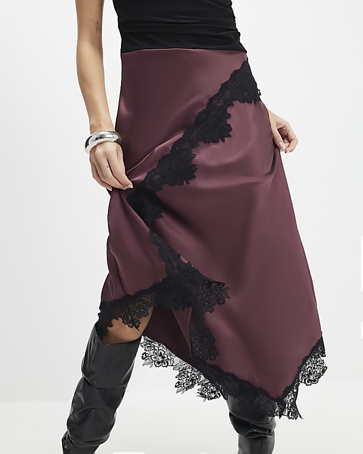 River Island Red Lace Hybrid Maxi Dress