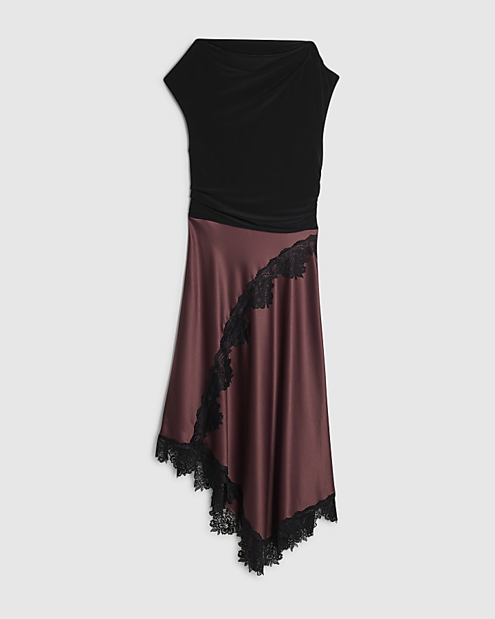 river island Red Lace Hybrid Maxi Dress