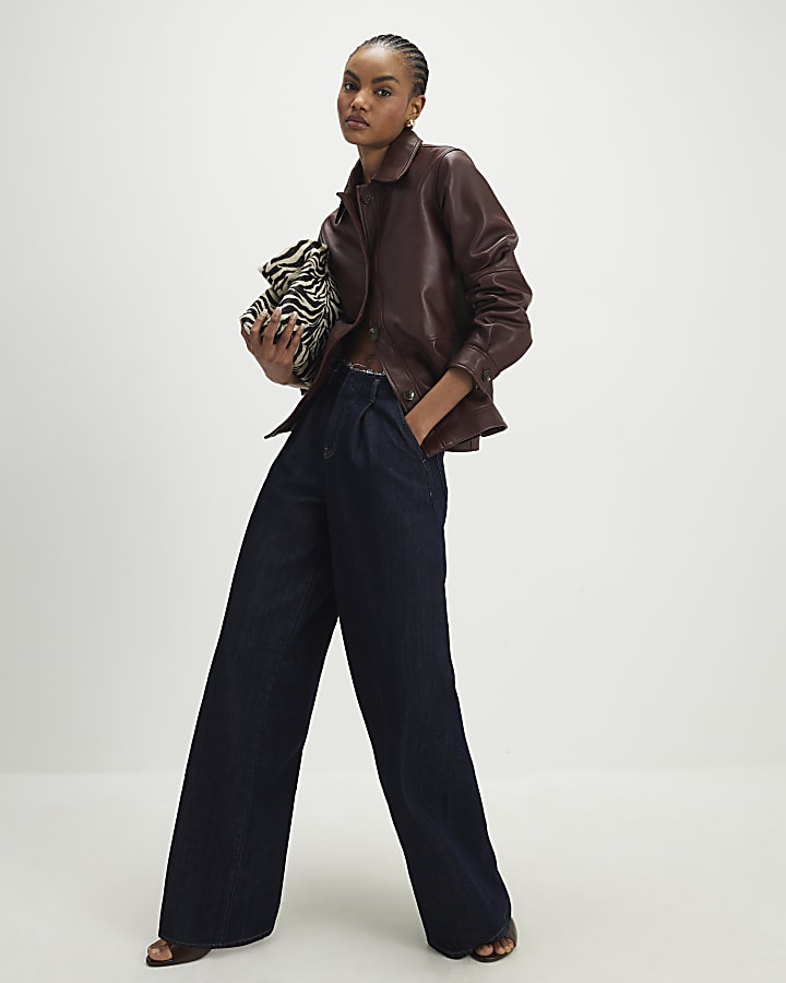 River Island Red Leather Overshirt