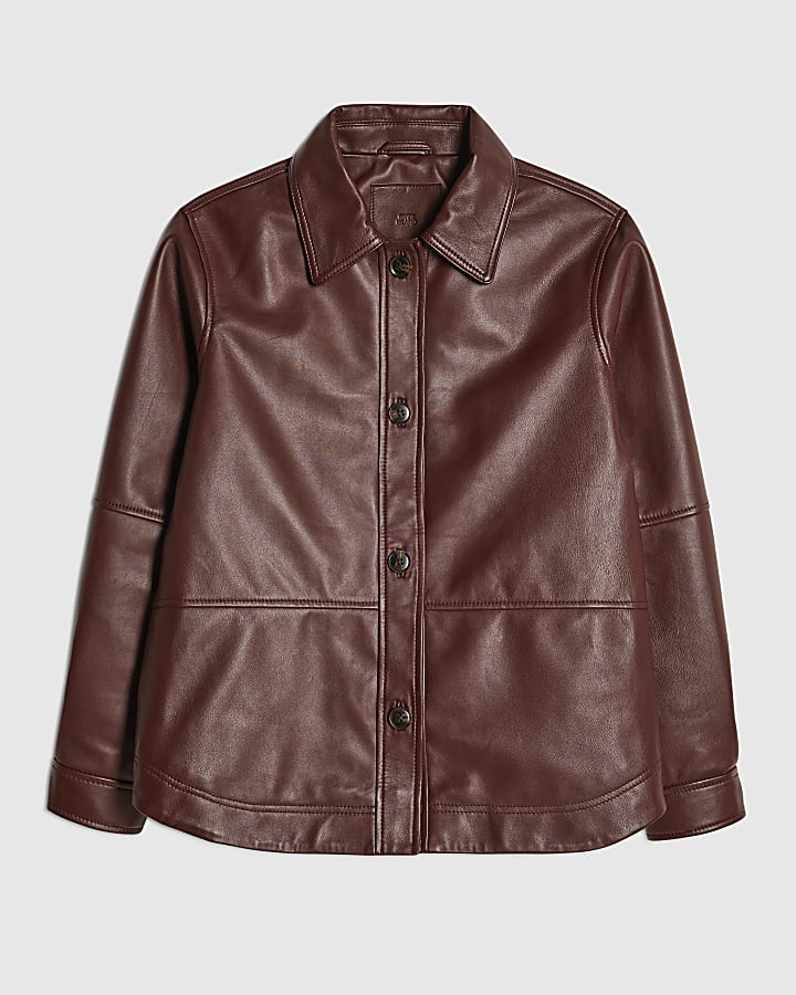 river island Red Leather Overshirt