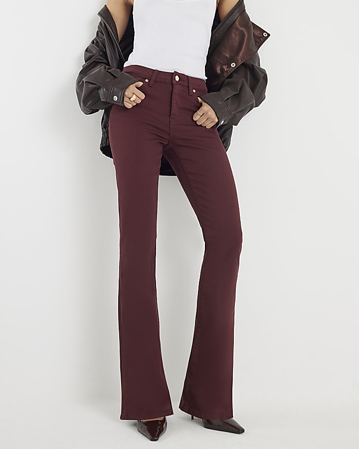 River Island Red Mid Rise Bootcut Jeans