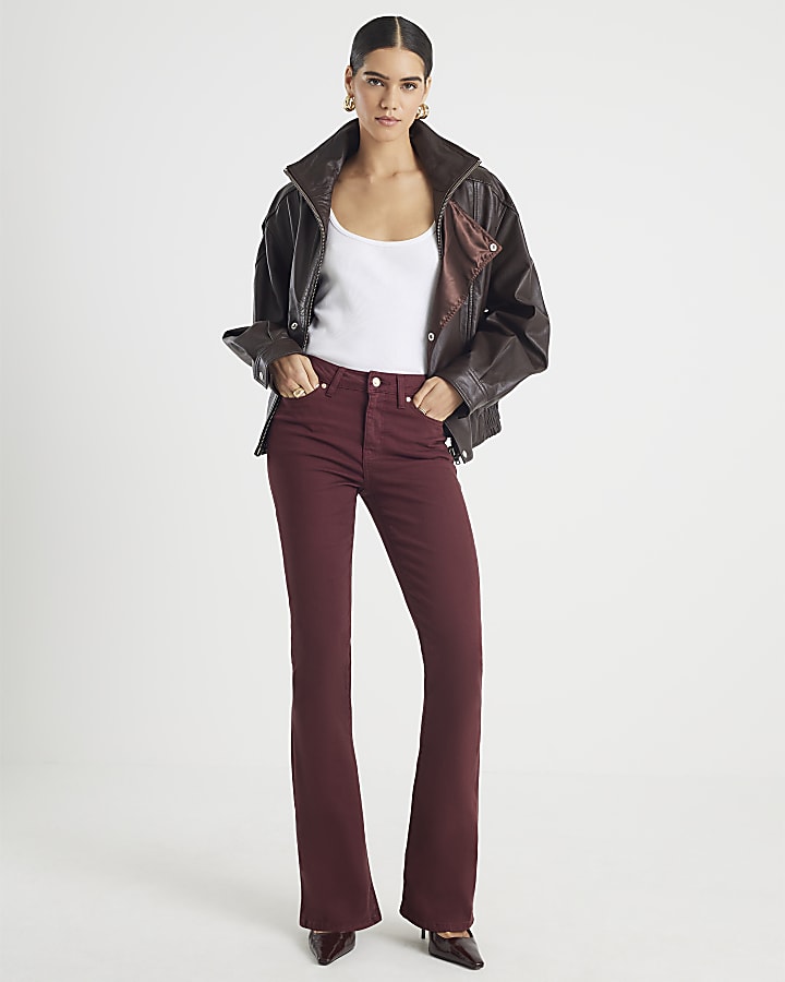 River Island Red Mid Rise Bootcut Jeans