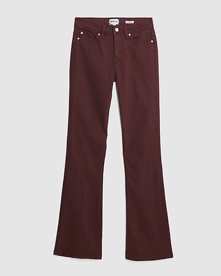river island Red Mid Rise Bootcut Jeans