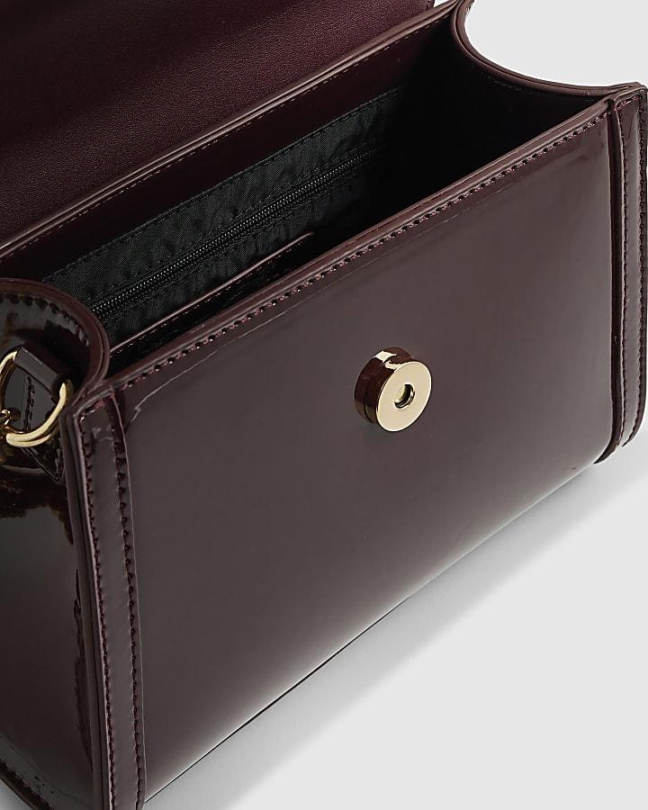 river island Red Mini Patent Cross Body Tote Bag