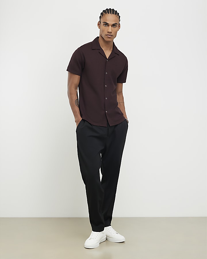 River Island Red Muscle Fit Ring Snap Shirt