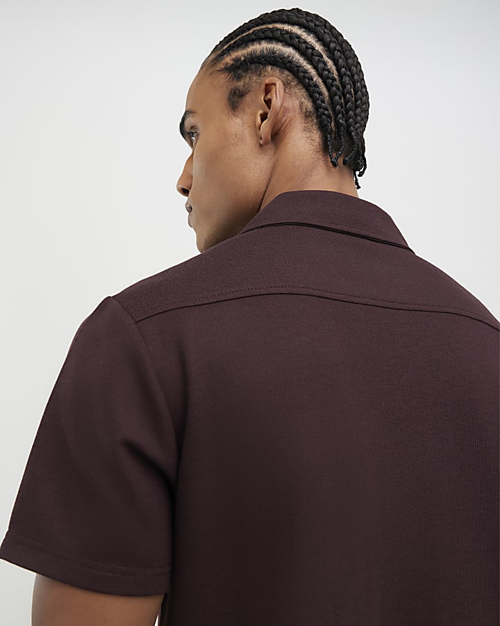 River Island Red Muscle Fit Ring Snap Shirt