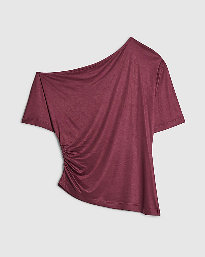 river island Red Off Shoulder Drape Top