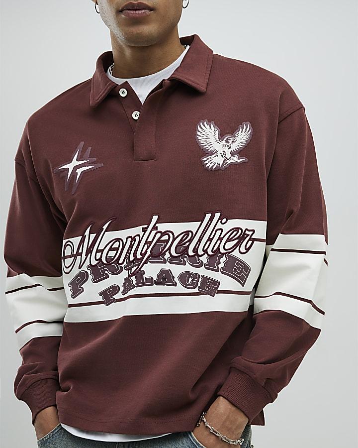River Island Red Oversized Fit Rugby Polo Shirt