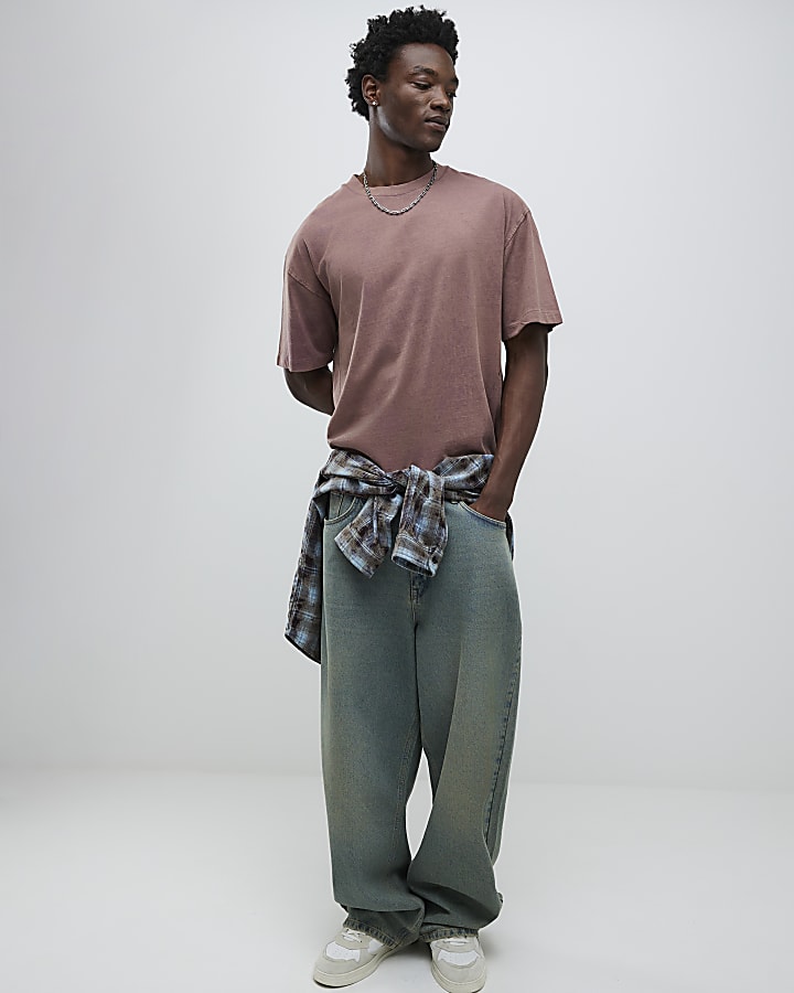 River Island Red Oversized Fit Washed T-Shirt