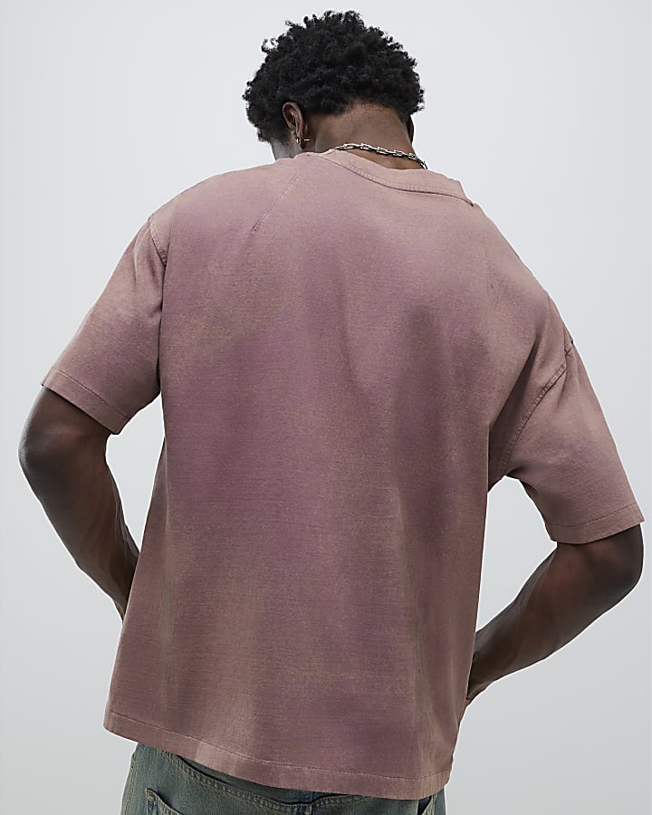 River Island Red Oversized Fit Washed T-Shirt