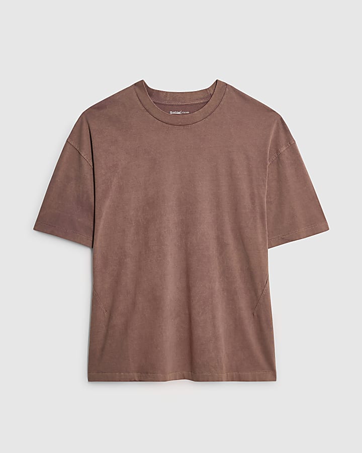 river island Red Oversized Fit Washed T-Shirt
