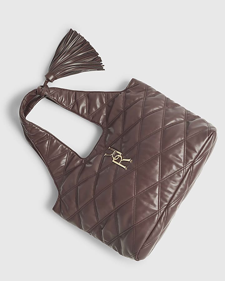River Island Red Oversized Quilted RR Shoulder Bag