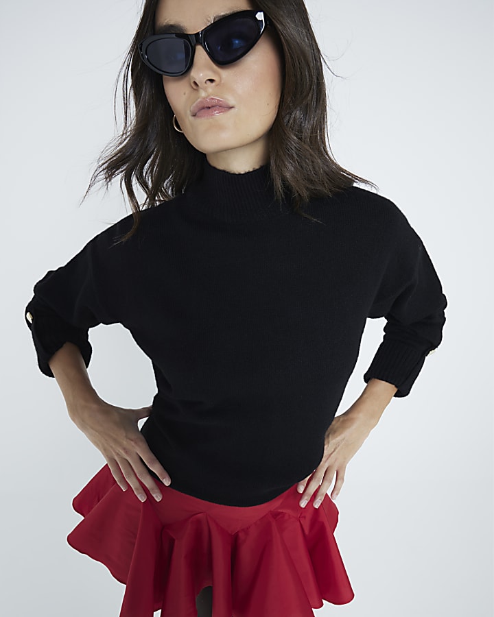 River Island Red Pleated Sateen Mini Skort