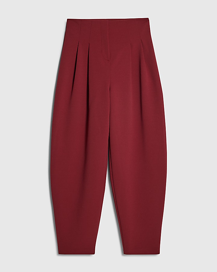 river island Red Pleated Tapered Trousers