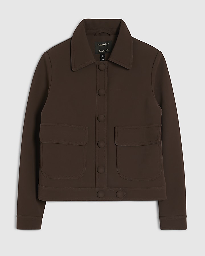 river island Red Premium Faux Suede Overshirt
