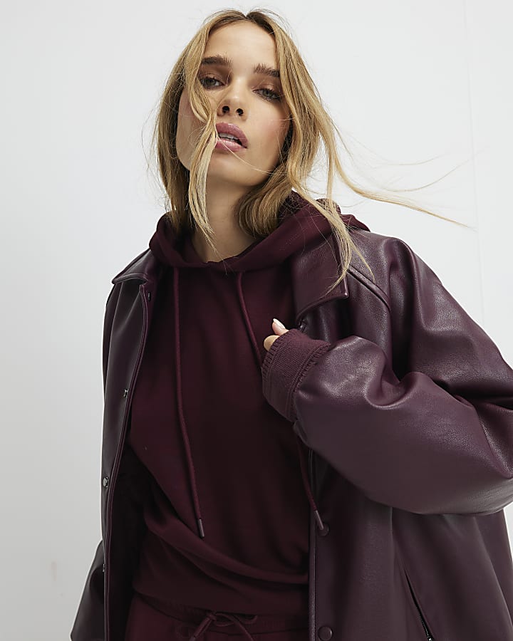 River Island Red Premium Long Sleeve Hoodie