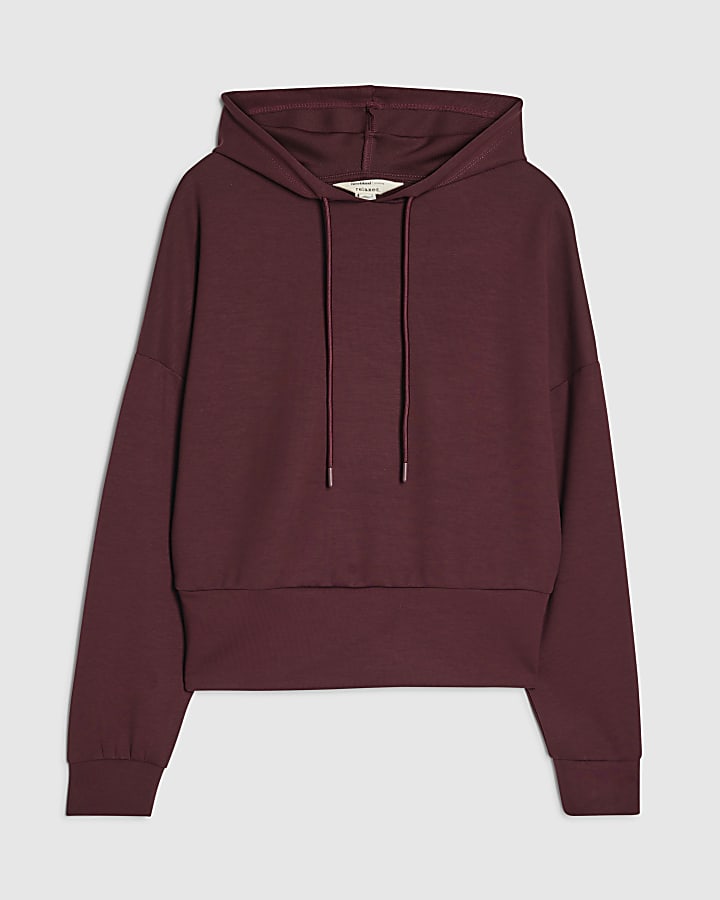 river island Red Premium Long Sleeve Hoodie
