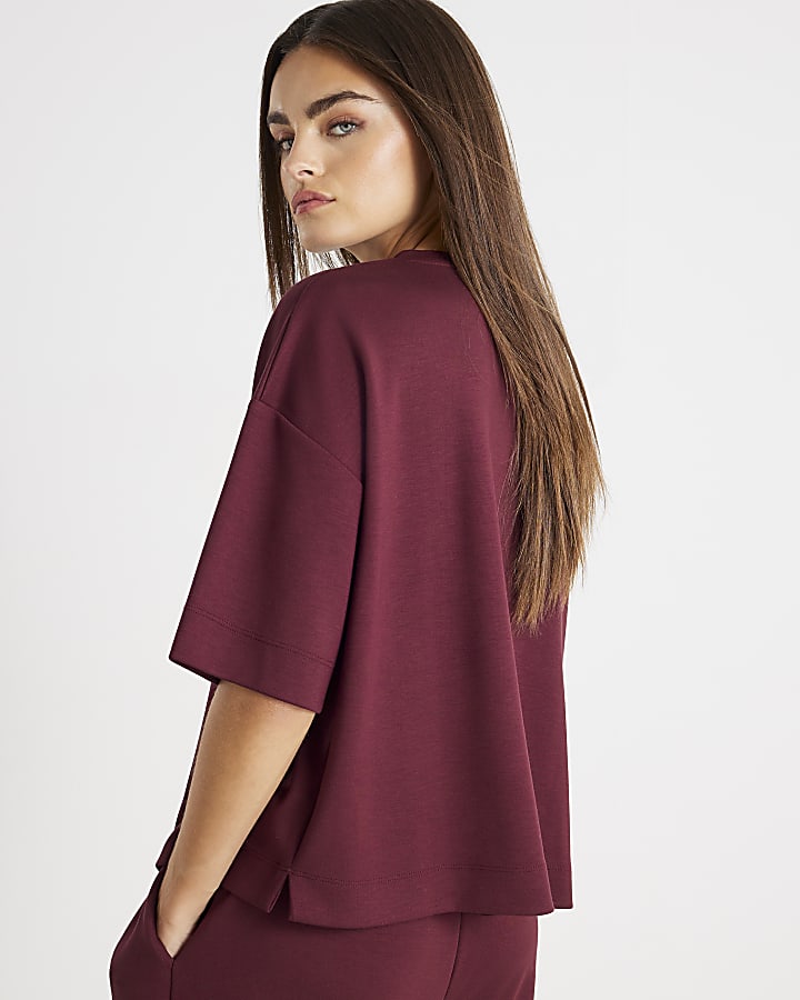 River Island Red Premium Short Sleeve Boxy T-Shirt