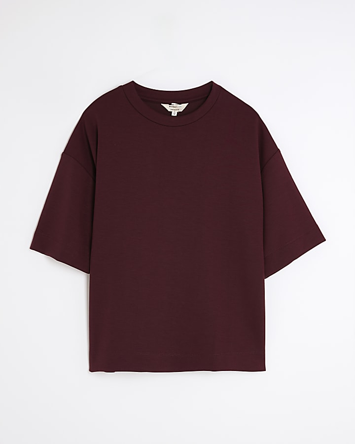 river island Red Premium Short Sleeve Boxy T-Shirt