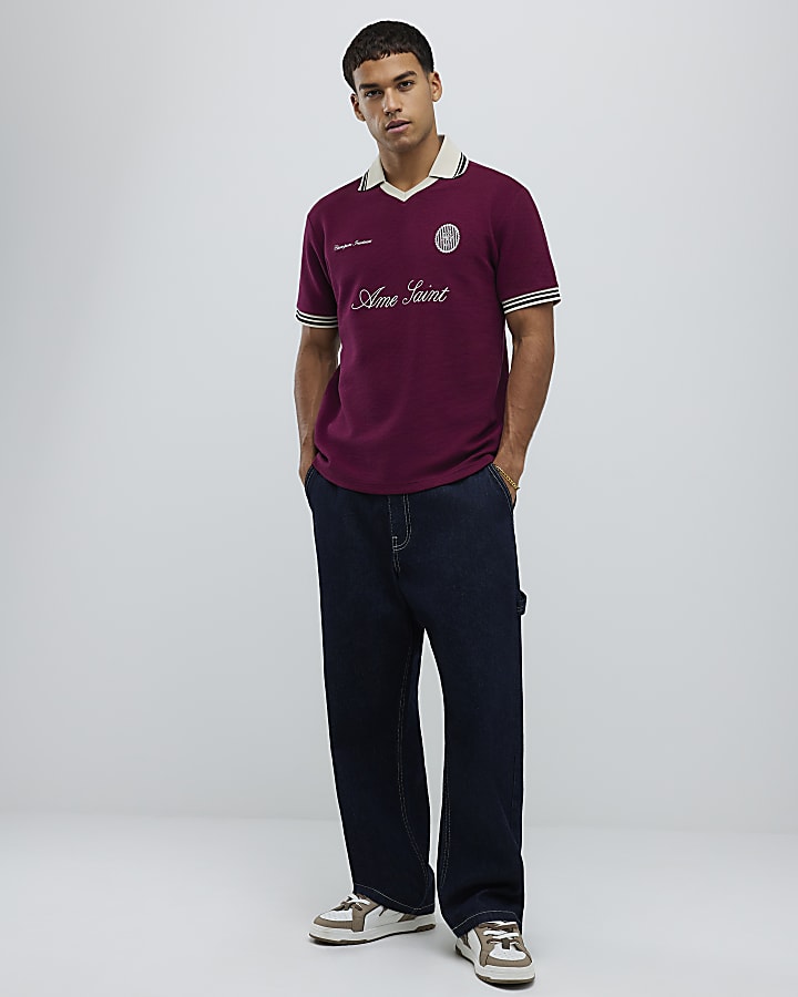 River Island Red Regular Fit Ame Saint Polo Shirt