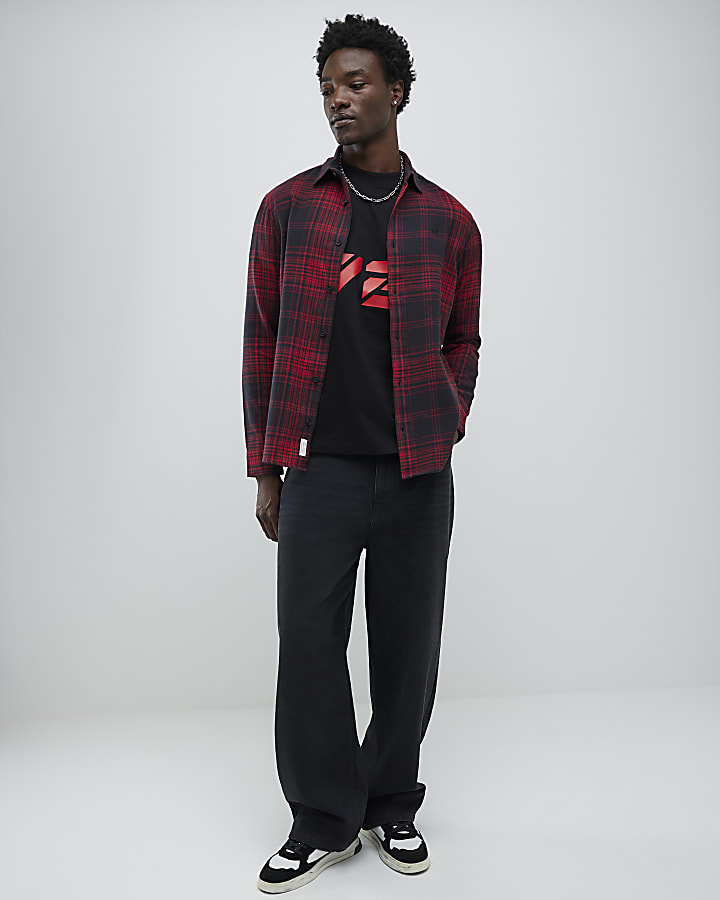 River Island Red Regular Fit Check Shirt