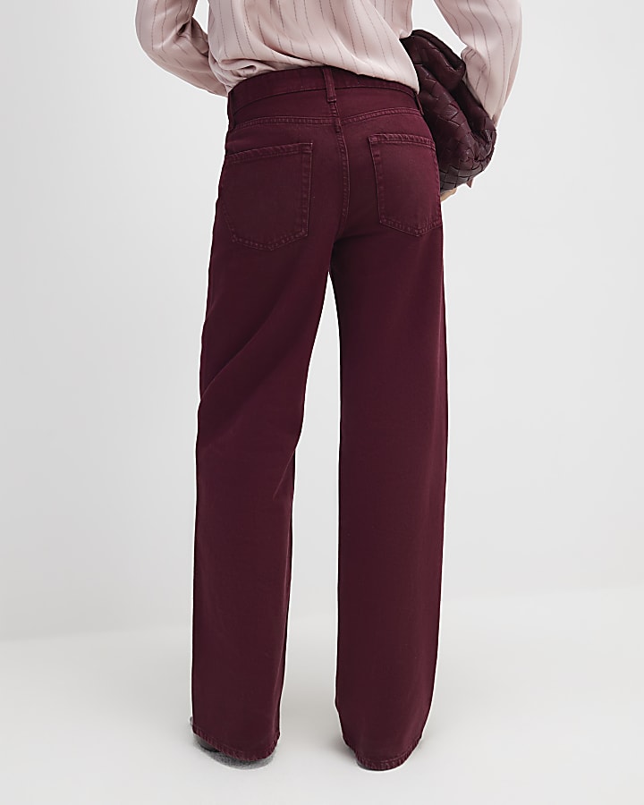 River Island Red Relaxed Straight Jeans