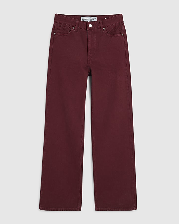river island Red Relaxed Straight Jeans