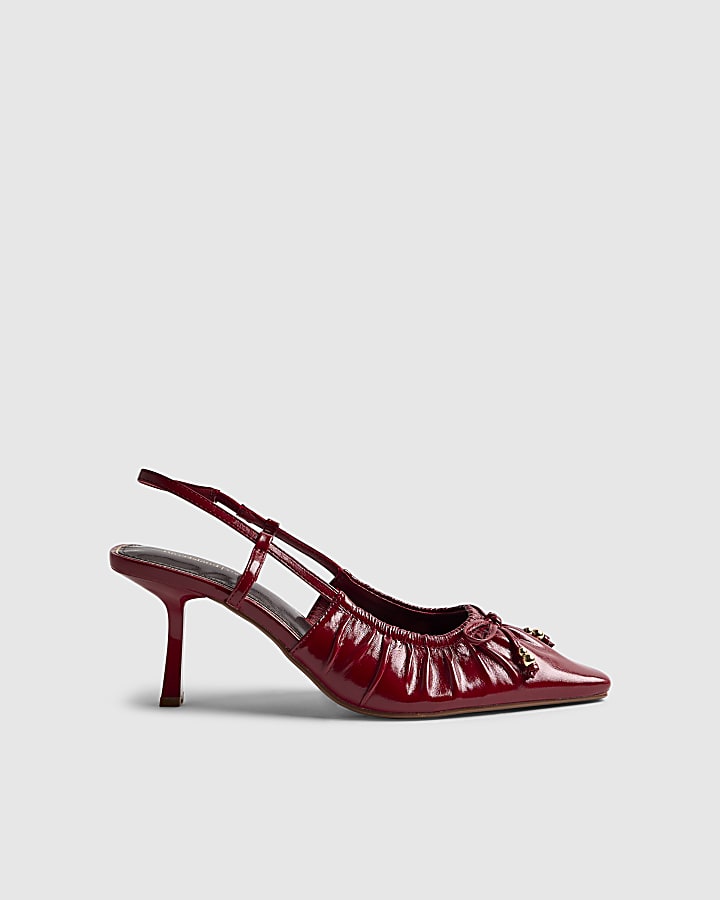 River Island Red Ruched Bow Court Heels