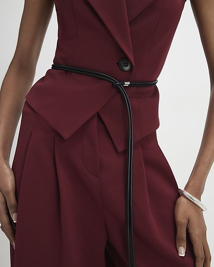 River Island Red Sleeveless Belted Waistcoat