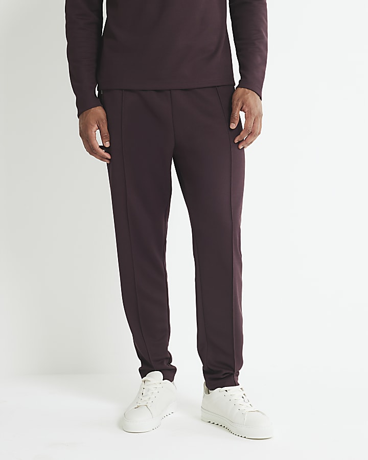 River Island Red Slim Fit Pique Joggers