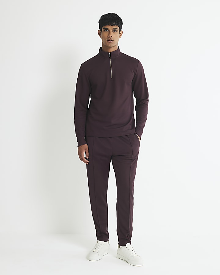 River Island Red Slim Fit Pique Joggers