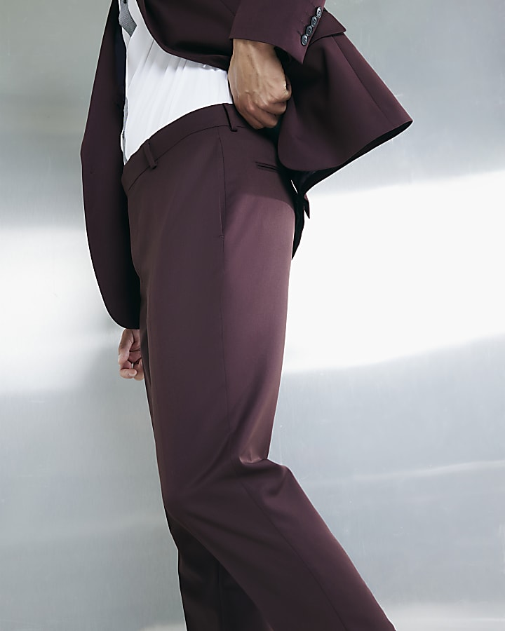 River Island Red Slim Fit Suit Trousers