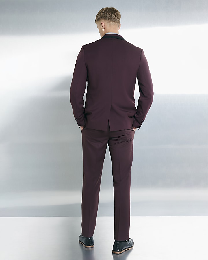 River Island Red Slim Fit Suit Trousers