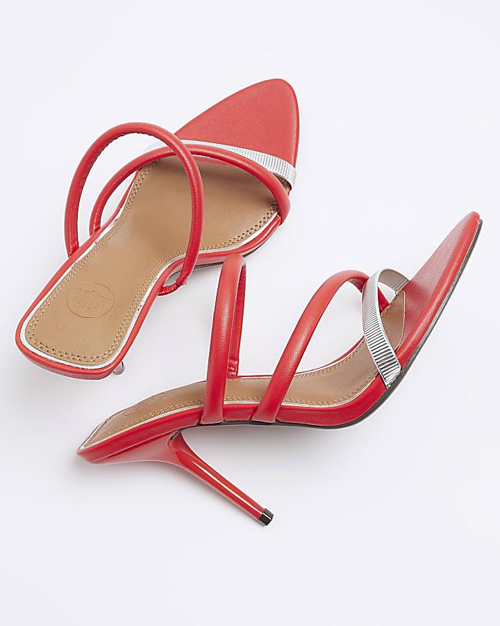 river island Red strappy heeled sandals