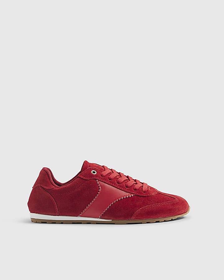 River Island Red Suede Retro Trainers