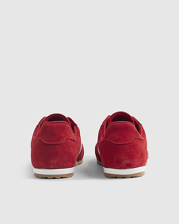 River Island Red Suede Retro Trainers