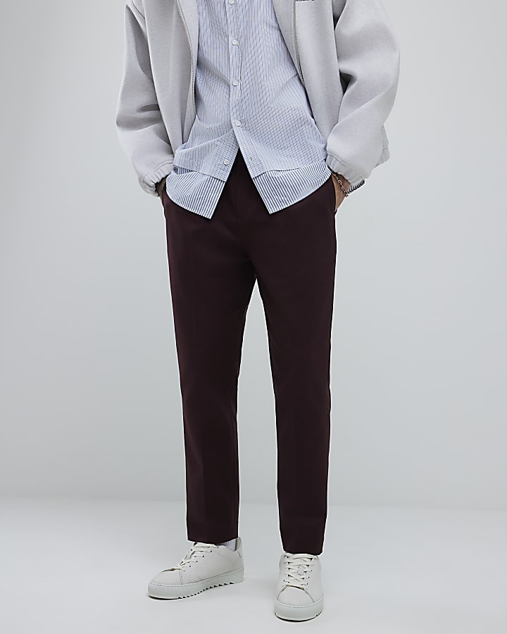 River Island Red Tapered Fit Chino Trousers