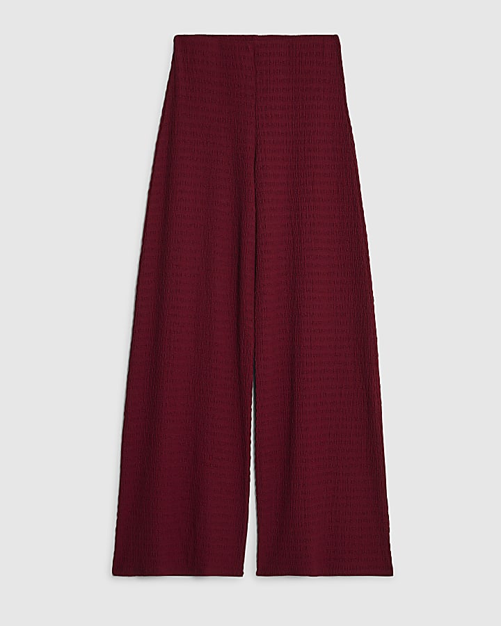 river island Red Textured Wide Leg Trousers