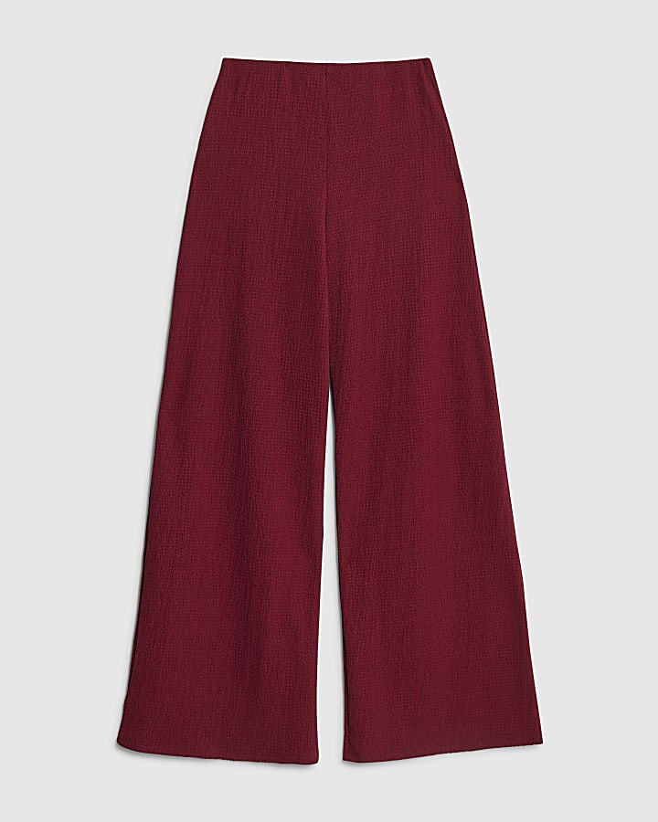 river island Red Textured Wide Leg Trousers